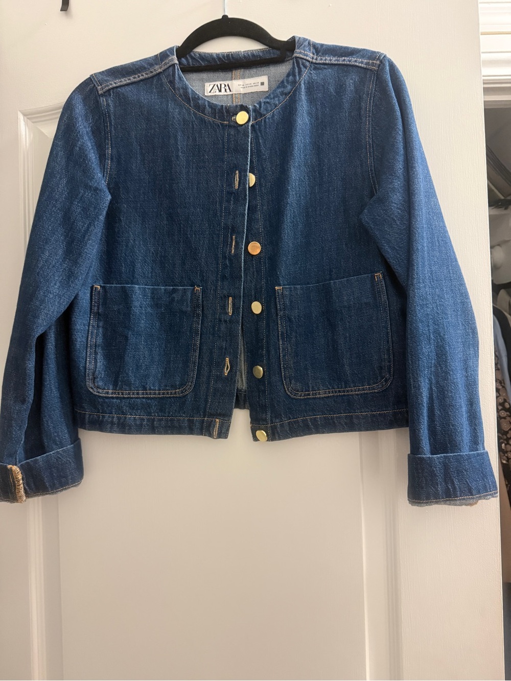 ZARA ladies  Blue Denim Jacket with Gold Buttons